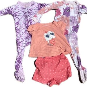 Purple and Pink 12 Months Baby Pajama Bundle